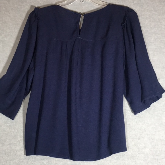 KNOX ROSE Embroidered Oversized Relaxed Fit Keyhole Botton Back Boxy Flyaway Top - Picture 2 of 16